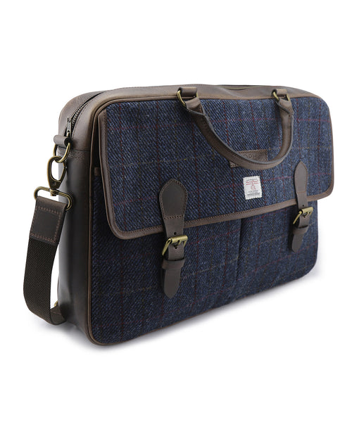 Harris Tweed Briefcase | Navy Blauw