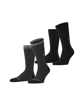 Burlington Sok Everyday Stripe 2-pack | Zwart