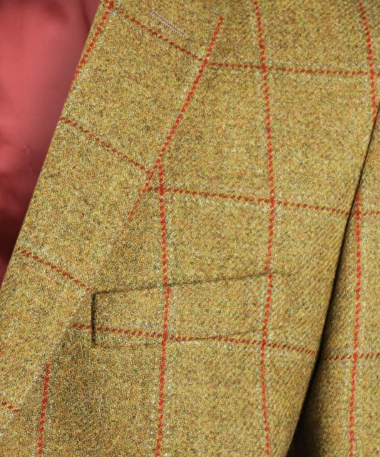 Kolbert Lovat Tweed | Groen met Bordeaux ruit