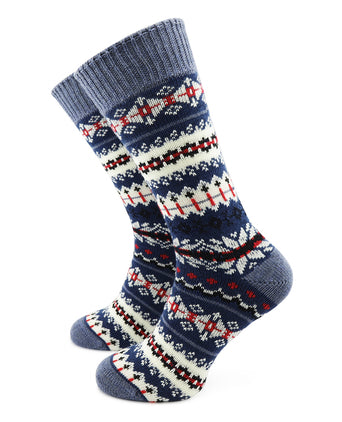 Sokken Fairisle Heavyweight | Denim Blauw
