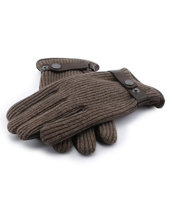 Handschoen Wol met Leer Rally | Bruin