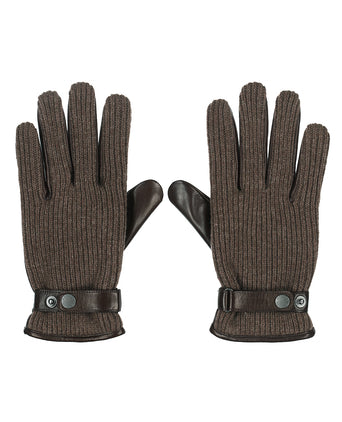 Handschoen Wol met Leer Rally | Bruin