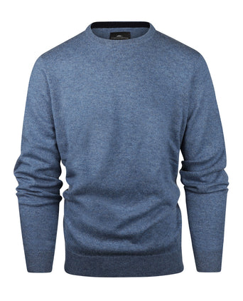 Ronde Hals Cashmere Pullover | Blauw
