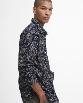 Barbour Brignall Printed Corduroy Overshirt | Navy Blauw