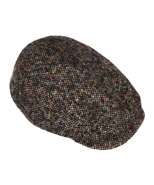 Driver Cap Wool Donegal | Zwart/Multicolour Melange