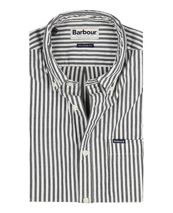 Barbour Cresswell Seersucker Overhemd Korte Mouw | Navy Blauw