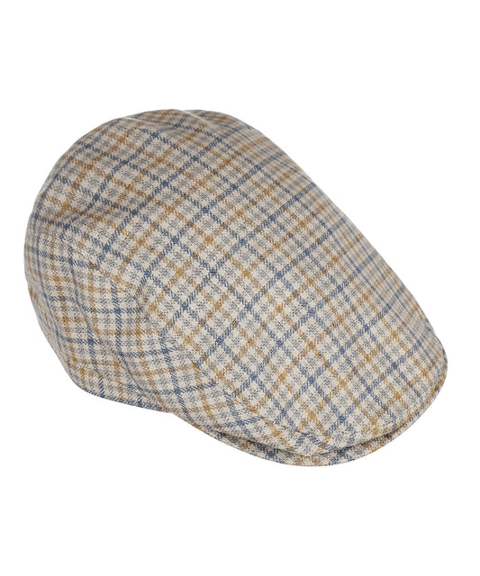Klassieke Cap 53% Zijde 47% Wol | Navy Oker Ruit
