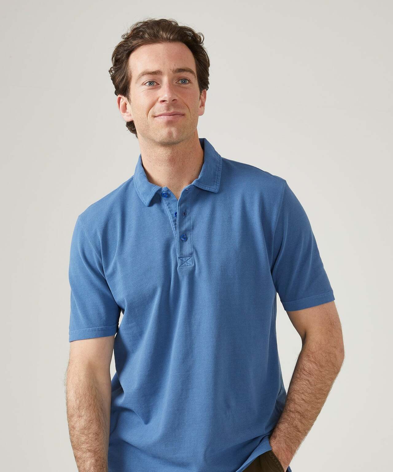 Lässiges Jersey-Polohemd, Kurzarm | Blau
