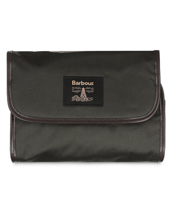 Barbour Wax Hanging Washbag | Groen