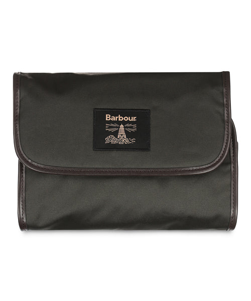 Barbour Wax Hanging Washbag | Groen
