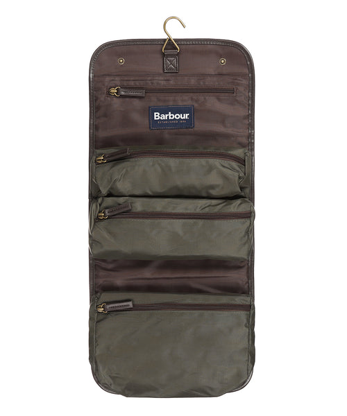 Barbour Wax Hanging Washbag | Groen