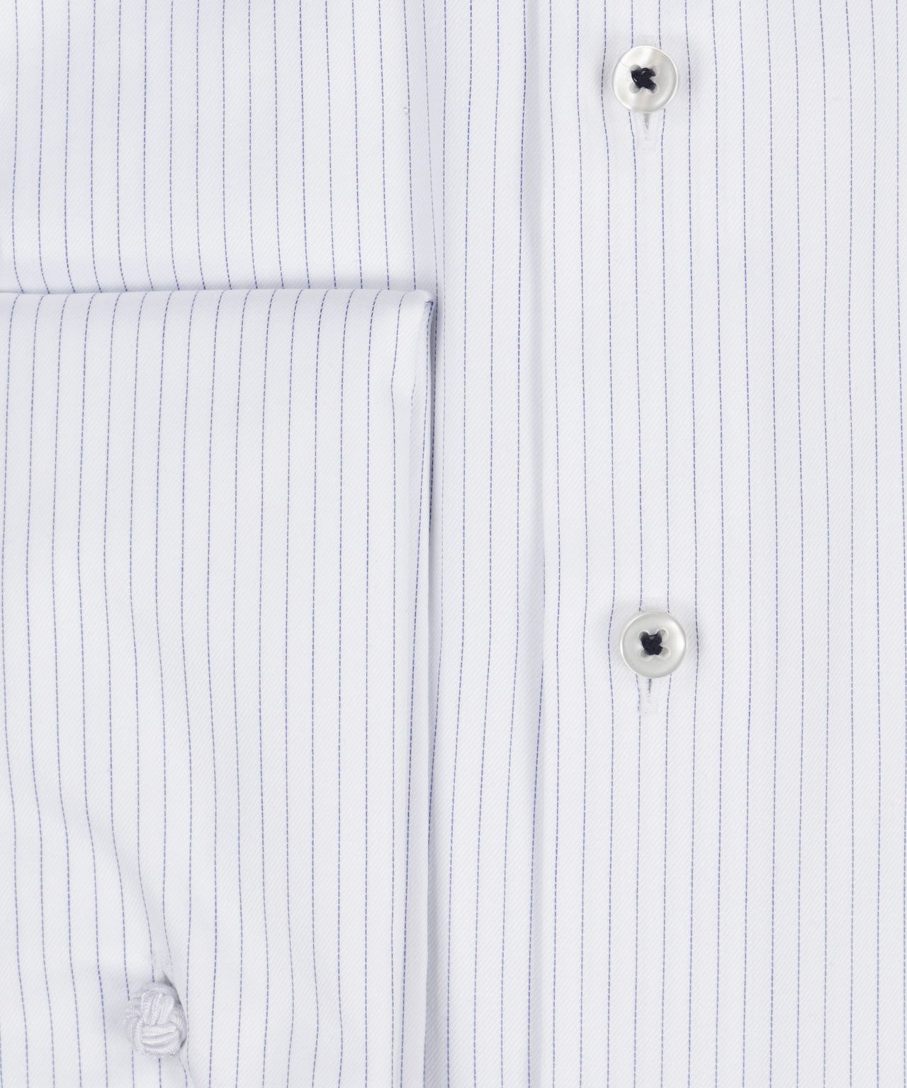 Shirt Dubbele Manchet | Wit ministreep Lichtblauw