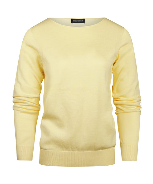 Basic dames pullover katoenmix | Geel