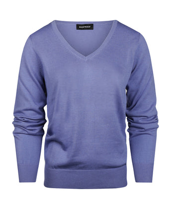 Basic Dames V-hals Pullover Katoenmix | Paars