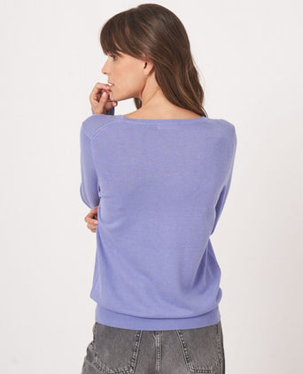 Basic Dames V-hals Pullover Katoenmix | Paars