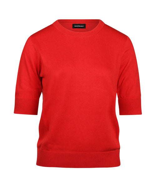 Basic Dames Pullovers korte mouwen | Rood