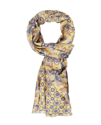 Zijden Sjaal met Paisleyprint | Geel