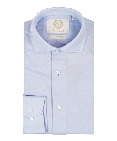 Viyella Knitted Pique Shirt | Blauw
