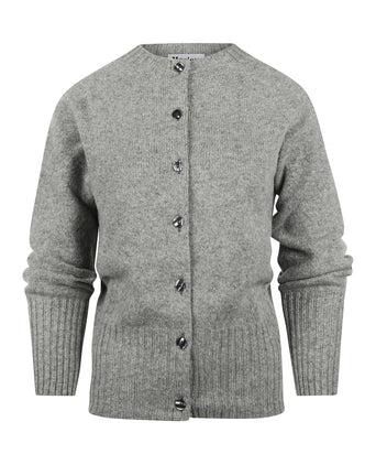 Harley of Scotland Dames Grofgebreid Knoop Vest | Grijs