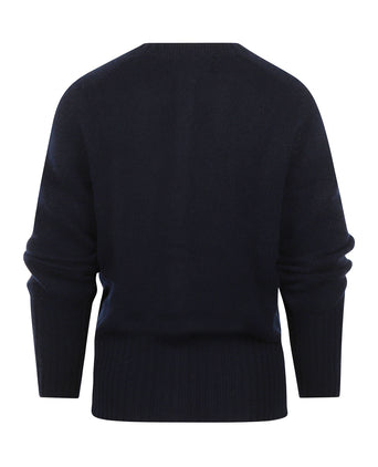 Harley of Scotland Dames Grofgebreid Knoop Vest | Navy Blauw