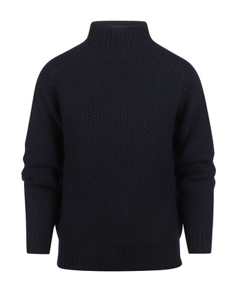 Harley of Scotland Dames Turtle Pullover | Navy Blauw