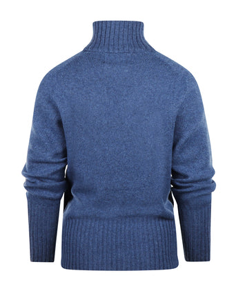 Harley of Scotland Dames Kol Pullover | Denim Blauw