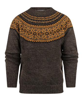 Harley of Scotland Ronde Hals Fairisle Pullover | Grijs