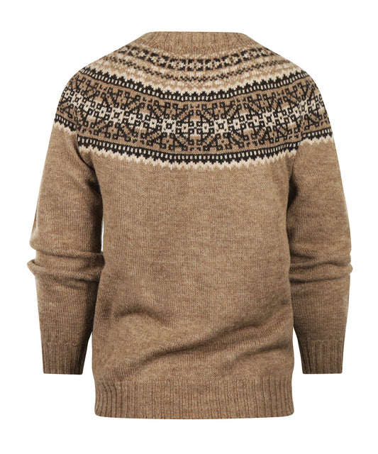 Harley Ronde Hals Fairisle Pullover | Fawn