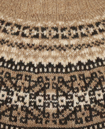 Harley of Scotland Ronde Hals Fairisle Pullover | Bruin