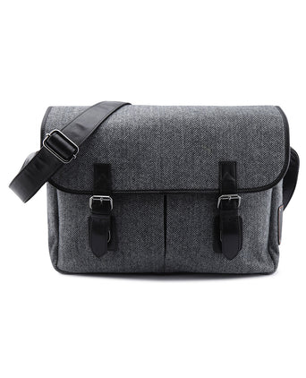 Laptop Tas Tweed met leer | Zwart