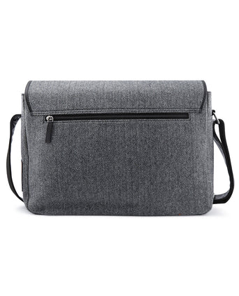 Laptop Tas Tweed met leer | Zwart