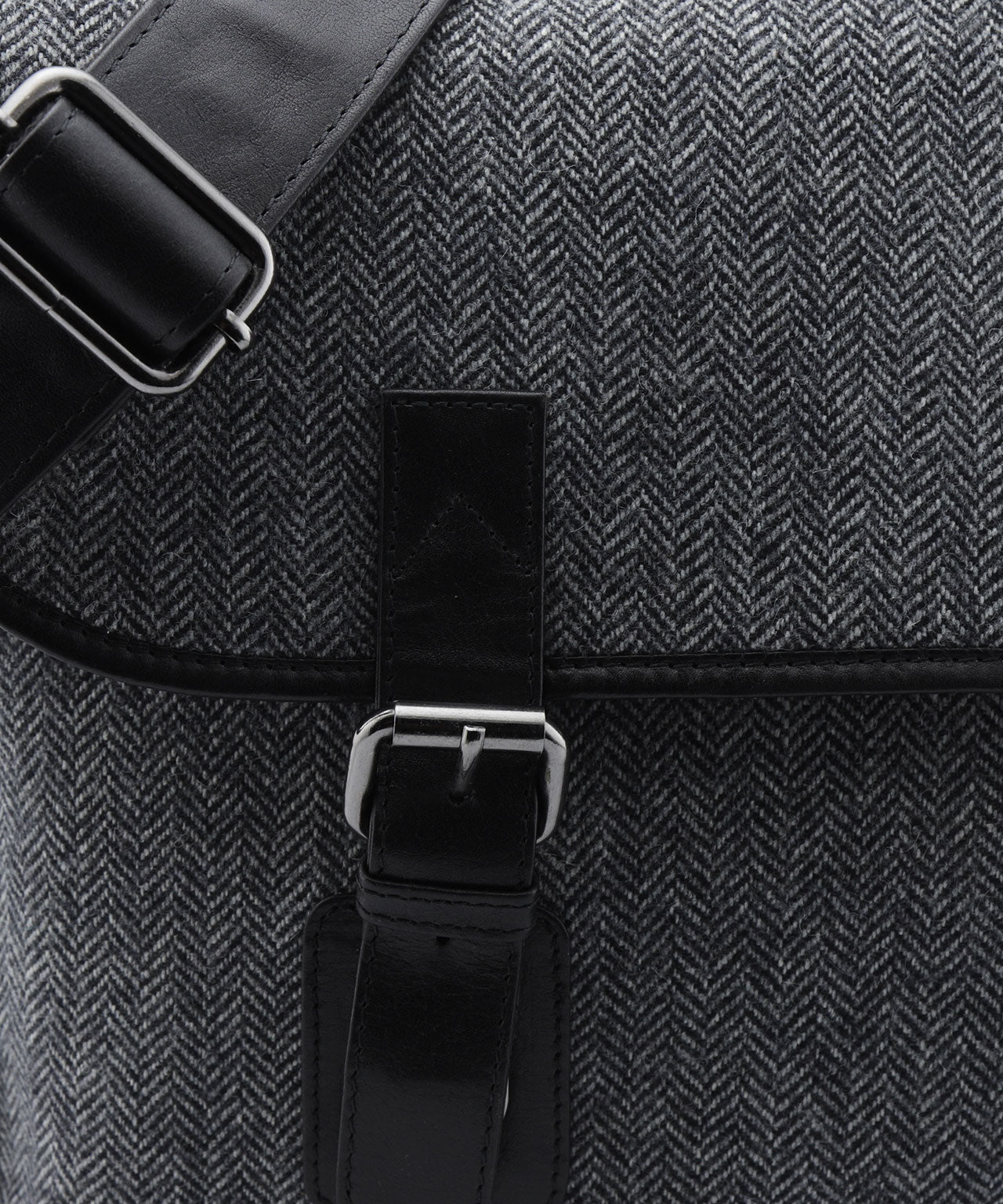 Laptoptasche aus Tweed mit Leder | Schwarz