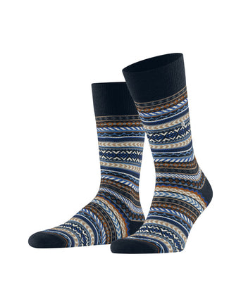 Burlington Fair Isle Sok | Blauw