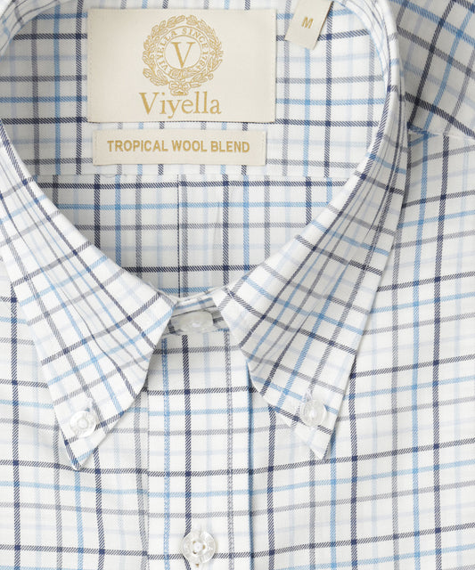 Viyella Shirt Tropical Wool Blend | Blauw