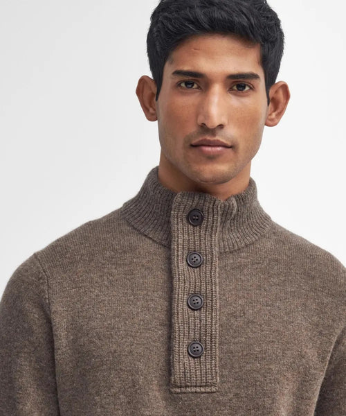 Pullover met rits en knoopsluiting | Bruin