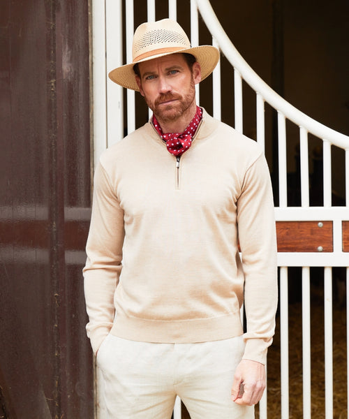 Pullover Merinowol ritskraag | Beige