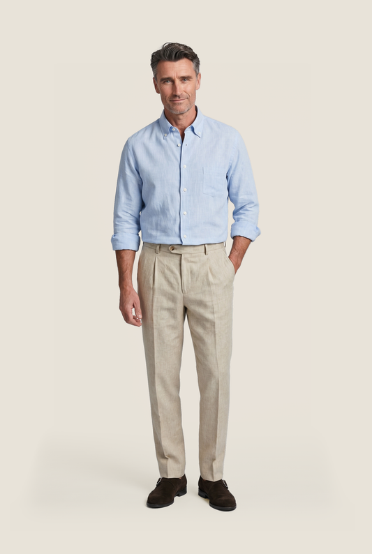 Shirt Linnen | Mid Blauw