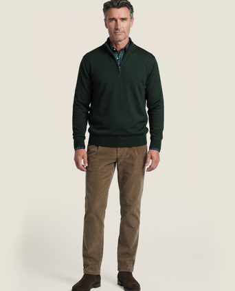 Pullover Merinowol ritskraag | Groen