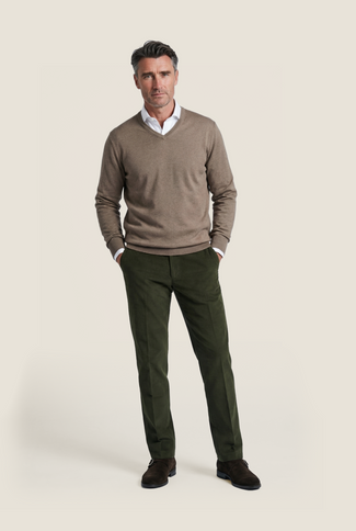 Pullover V-Hals Cotton/Cashmere | Bruin Pullover V-Hals Cotton/Cashmere | Bruin