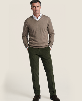 Pullover V-Hals Cotton/Cashmere | Bruin