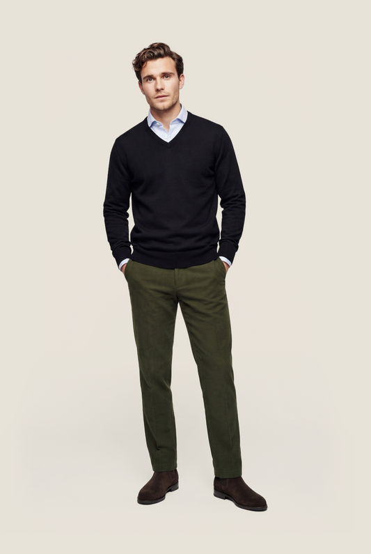 Pullover V-Hals Cotton/Cashmere | Navy