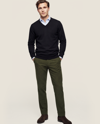 Pullover V-Hals Cotton/Cashmere | Navy Blauw