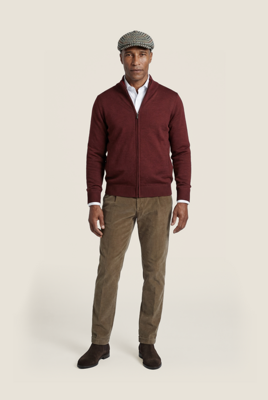 Merino Rits Vest | Rood Melange