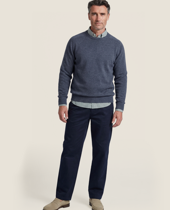 Pullover Lamswol ronde hals | Denim Blauw