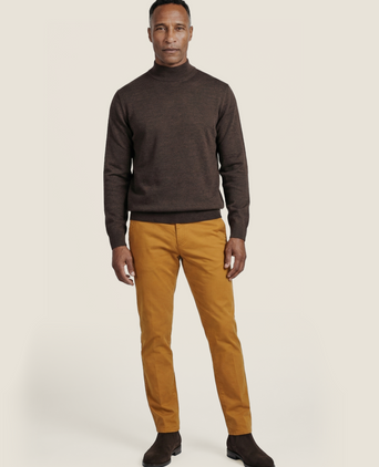 Turtle trui Merino wol | Donker Bruin