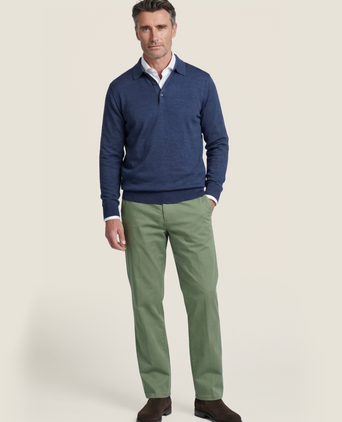 Pullover polo merino wol | Blauw