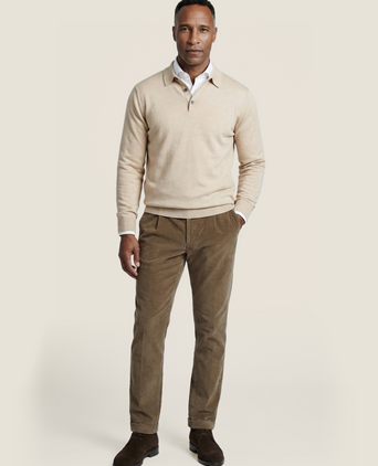Pullover polo merino wol | Beige