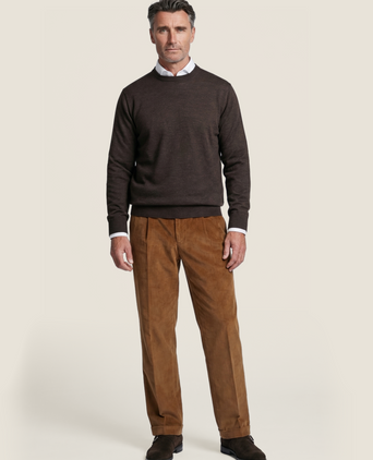 Pullover Merino wol ronde hals | Donker Bruin