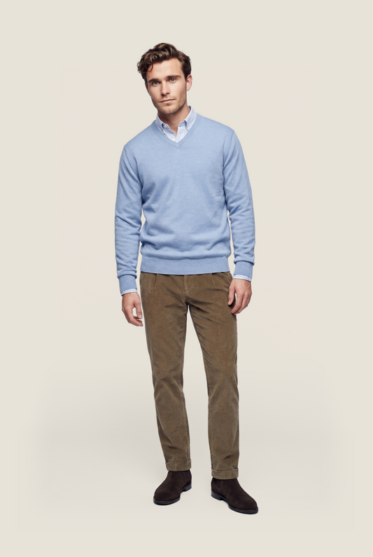 Merino V-Hals | Licht Blauw