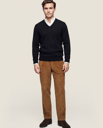 Pullover merino wol v-hals | Navy